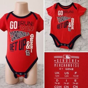 Genuine Merchandise by Gen2 12 Months Romper Bodysuit Boys Red Short Sleeve